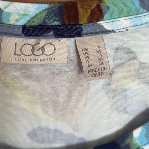 LOGO Lori Goldstein multicolour tunic Large asymmetrical pockets floral abstract - Picture 3 of 6